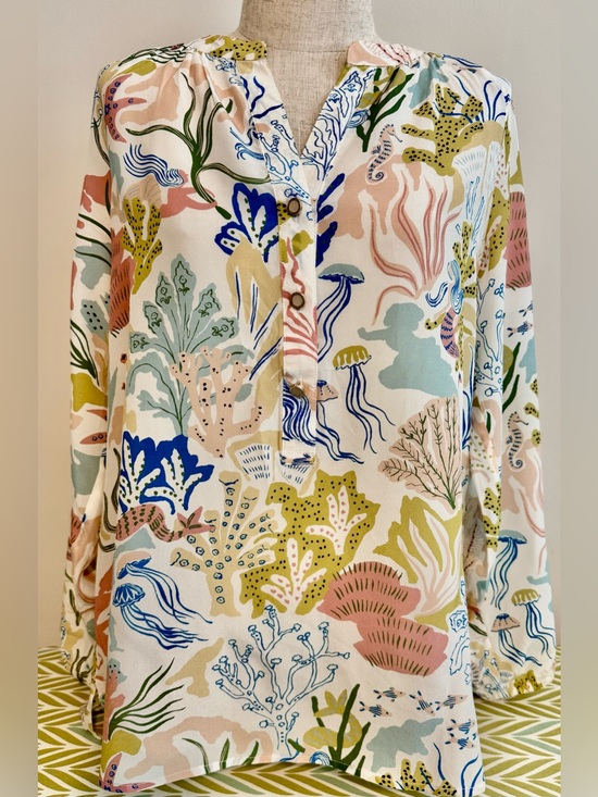 Spartina 449 Tops - Spartina 449 Cora Silk Blouse, Mermaid Sea